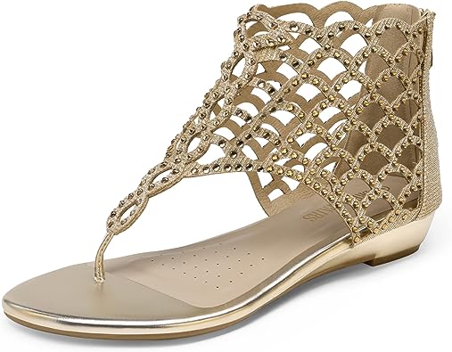 Photo 1 of DREAM PAIRS Women's Jewel Rhinestones Design Ankle High Flat Sandals - SIZE 9 USA, 40.5 EUR, 7 UK, 260 JPN