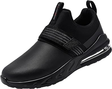 Photo 1 of LARNMERN Non Slip Work Shoes for Men Kitchen Chef Slip Resistant Shoe Waterproof Food Service Restaurant Slip on Sneakers Walking and Casual Air Cushion Working Footwear (BLACK) - SIZE 11 USA, 44 EUR, 10 UK, 270 CHN