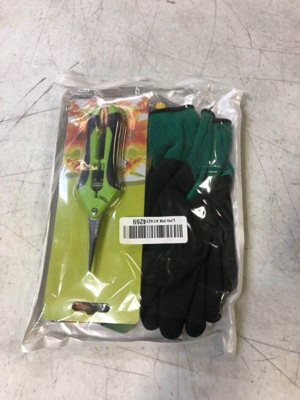 Photo 2 of 3 Pack Garden Pruning Shears Stainless Steel Blades Handheld Pruners Set with Gardening Gloves