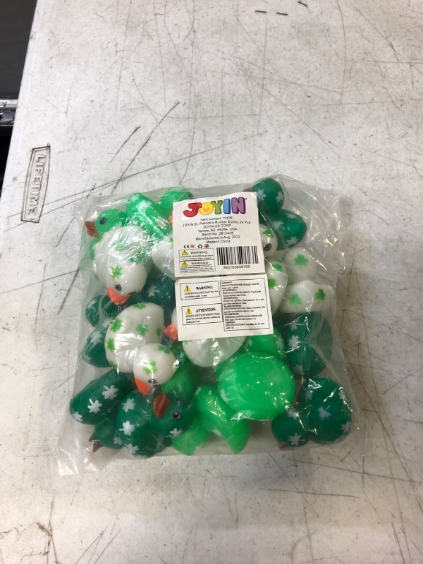 Photo 2 of JOYIN 24 Pcs St.Patrick's Day Rubber Ducks Bulk for Patrick's Party Supplies, Green Shamrock Ducks for Kids Accessories Party Favors