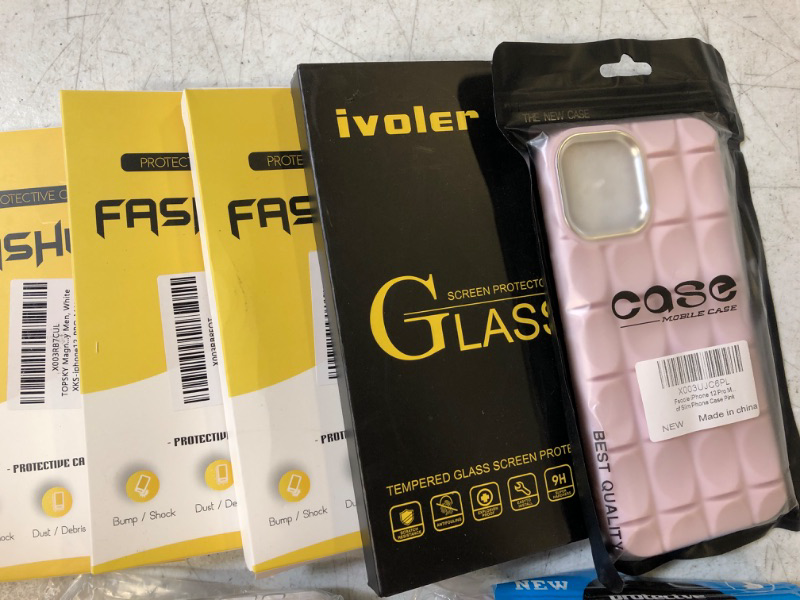 Photo 1 of Bundle of IPhone 12 Pro Max Screen Protector and Samsung Galaxy and various sizes of iphone cases 