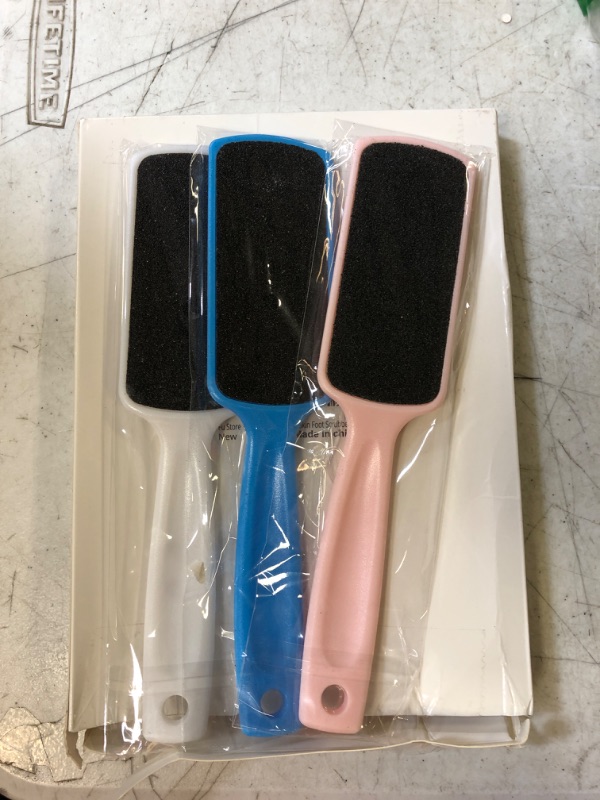 Photo 2 of Fu Store Pedicure Foot Files Callus Remover with Double Sided Feet Rasp for Dead Skin Professional Scrubber for Feet (3 Pack) Blue, White, Pink 3 Count (Pack of 1)