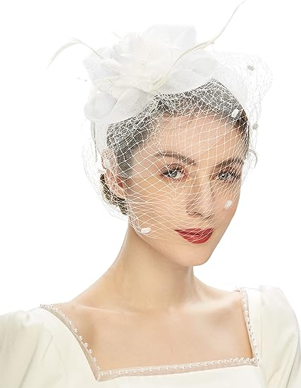 Photo 1 of Cizoe Fascinator Hats for Women Tea Party Headband Kentucky Derby Wedding Flower Mesh Veil Fascinator
