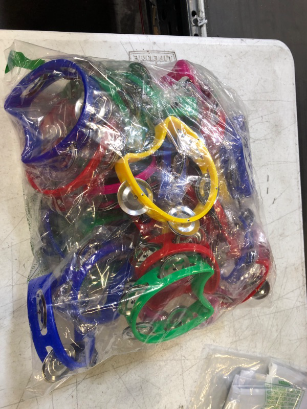 Photo 2 of 30 Pack Plastic Percussion Tambourine for Kids Noise Makers Tambourine 4 Bells Colored Handheld Tambourines Musical Rhythm Instrument for Church Christian Kindergarten Christmas School Party Concert
