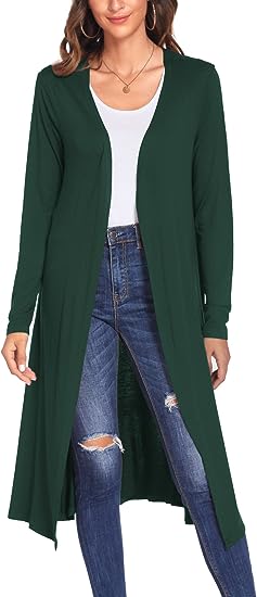 Photo 1 of Bluetime Women Plus Size Long Open Front Drape Maxi Cardigan Lightweight Duster Long Sleeve Cardigan Fall 4XL
