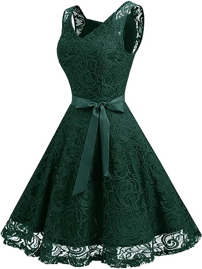 Photo 1 of Dressystar Women Floral Lace Bridesmaid Party Dress Short Prom Dress V Neck 2XL
