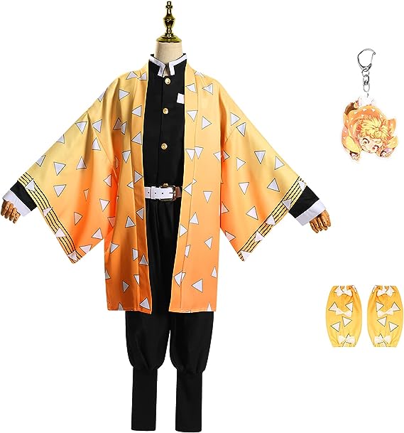 Photo 1 of BLIBUNALA Cosplay Costume Outfit Anime Cosplay Kimono Halloween Party Full Set Costume Demon Slayer Robe Uniform Suits Dress Man Woman (XL, Yellow)
