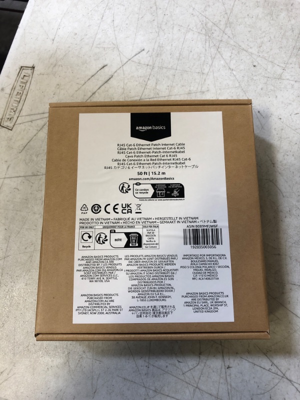 Photo 1 of Amazon Basics RJ45 Cat-6 Gigabit Ethernet Patch Internet Cable - 50 Foot 1-Pack 50 Feet