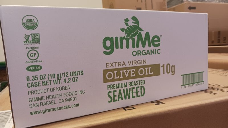 Photo 1 of 12pcs--exp 05/29/2023-----Gimme Seaweed Snacks Seaweed Snack - Organic - Extra Virgin Olive Oil - Case of 12 - .35 oz
