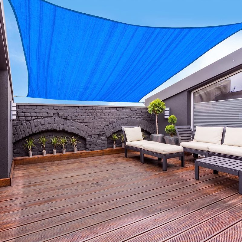 Photo 1 of 12 ft. x 12 ft. Blue Square Shade Sail