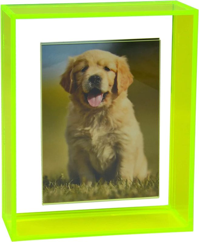 Photo 1 of 13x16 Poster Frame Large Acrylic Floating Picture Frame Neon Translucent Decorative Colorful Wall Mounting Freestanding Photo Frame for Studio Gallery Portrait Artwork, Neon Green