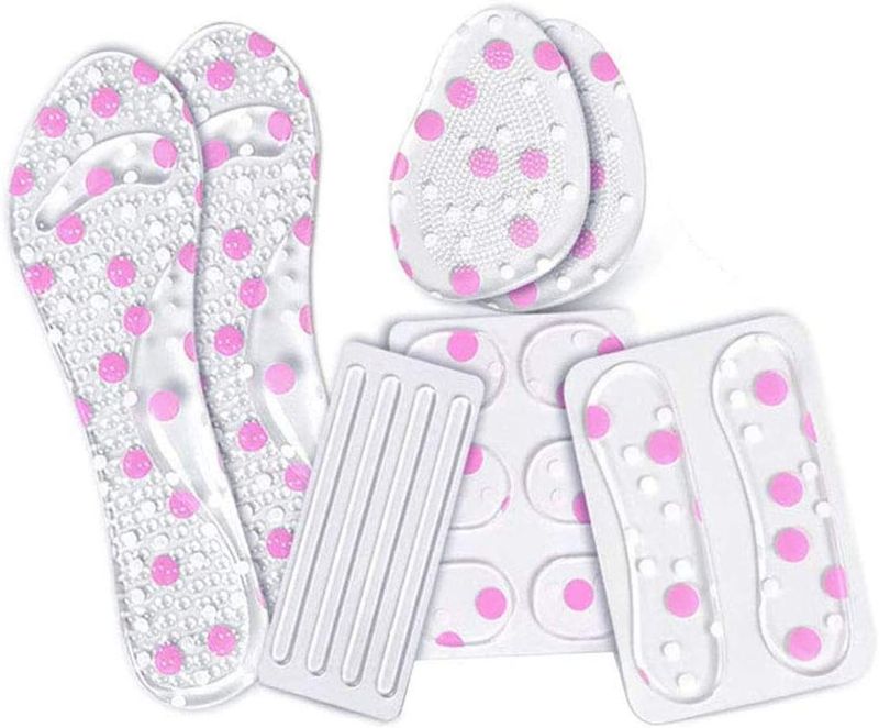 Photo 1 of 9 Pair Silicone High Heel Cushion Inserts Sets, 1Pair 3/4 Arch Support Metatarsal Pad, 1 Pair Heel Pad, 1 Pair Heel Strips ,1 Pair Forefoot Insole, 2 Pair Shoe Straps, 3 Pair Shoe Stickers
