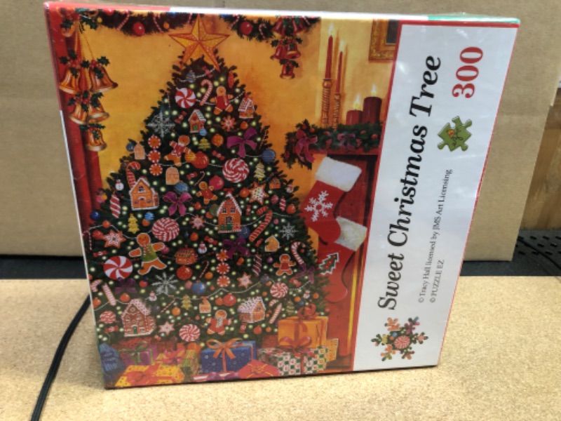 Photo 2 of 300 Piece Christmas Tree Puzzle for Adults Seniors Large Pieces Candy Cane Gingerbread Man House Holiday Family Puzzle Gifts for All Puzzlers