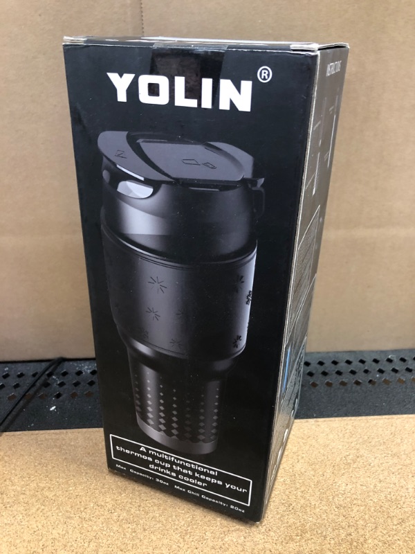 Photo 2 of 1pc---yolin Tumbler with Instant Chiller, Stainless Steel Insulated Tumbler, Detachable and Reusable for Coffee/Tea/Beverage, 30oz Black