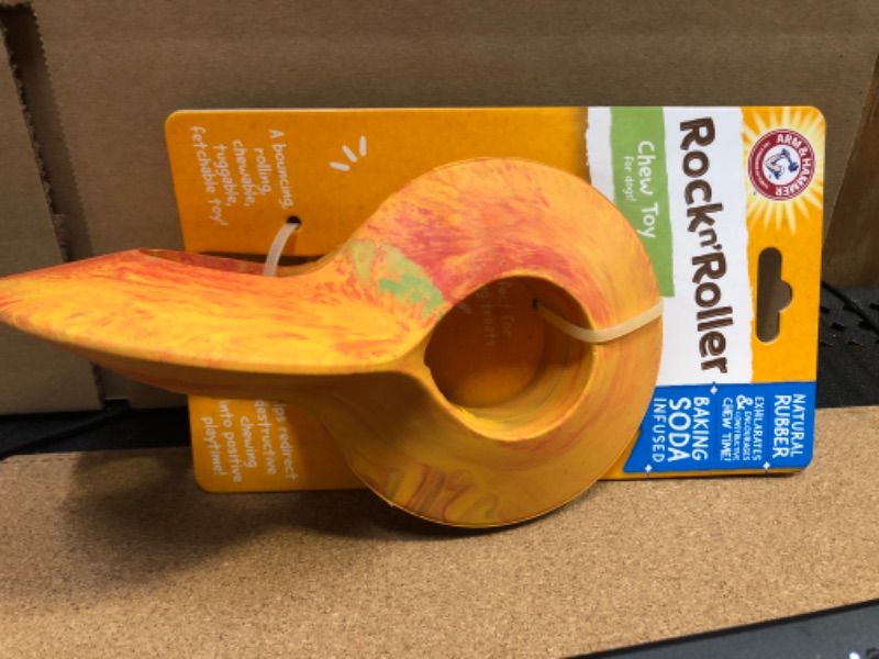 Photo 1 of Arm & Hammer Rock-N-Roller Stuffable Dental Chew Toy for Dogs | Perfect Fit for Tennis Ball | Best Dog Chew Toy For the Toughest Chewers | Reduces Plaque & Tartar Buildup Without Brushing, Red Yellow