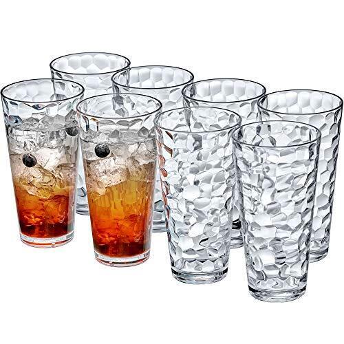 Photo 1 of Amazing Abby - Iceberg & Amber - 24-Ounce Tumblers (8-Pack) and 20-Ounce beer glasses (6-Pack), BPA-Free, Shatter-Proof, Great for Iced Tea, Sangria, Lemonade, and More