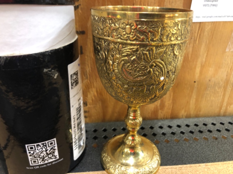 Photo 2 of 1pc---Gold Chalice Goblet Communion Cup, Brass Chalice Cup of King Arthur, Elegant Wine Goblet Medieval Drinkware for Game of Thrones Wedding - Fantasy Wine Glass Style, Pimp Cup 210 ml capacity