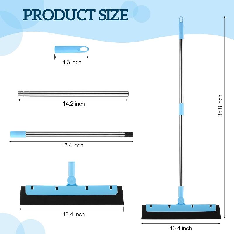 Photo 2 of  6 Pack Floor Squeegee for Concrete Floor 35.8" Squeegee Broom with Long Handle for Tile Floor, Heavy Duty Household Floor Water Wiper for Garage, Shower, Kitchen, Windows, Glass, Carpet and Pet Hair
