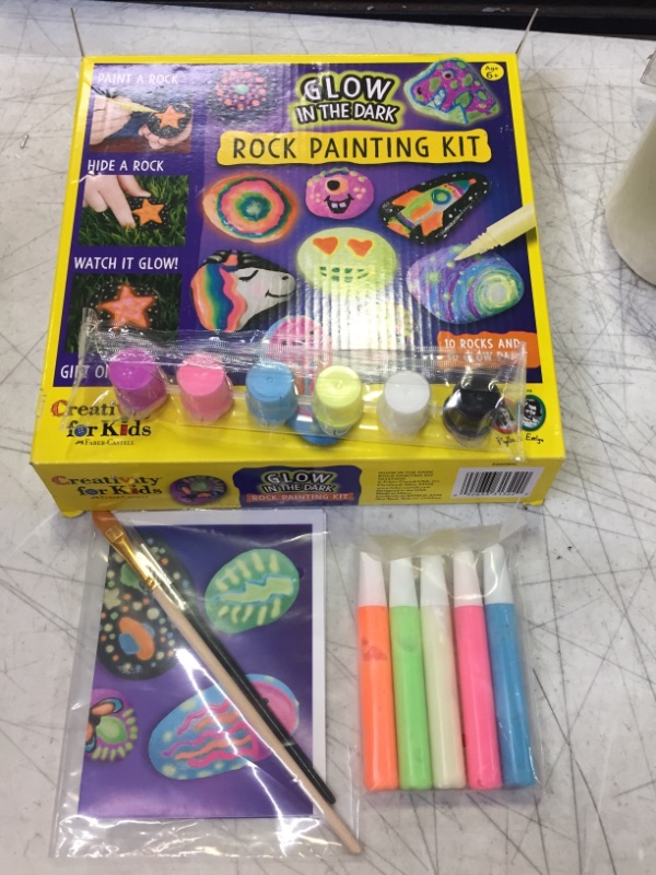 Photo 1 of Creativity for Kids Glow in the Dark Rock Painting Kit - Painting Rocks Craft, Arts and Crafts for Ages 6-8+, Creative Gifts for Kids Glow-in-the-Dark