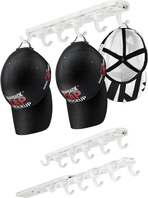 Photo 1 of Hat Racks for Baseball Caps - 2 Pack Retractable Hat Organizer with 20 Hooks, Simple and Stylish Utensil Racks Hat Holder Organizer, for Closet, Door Bedroom, Entryway, Laundry