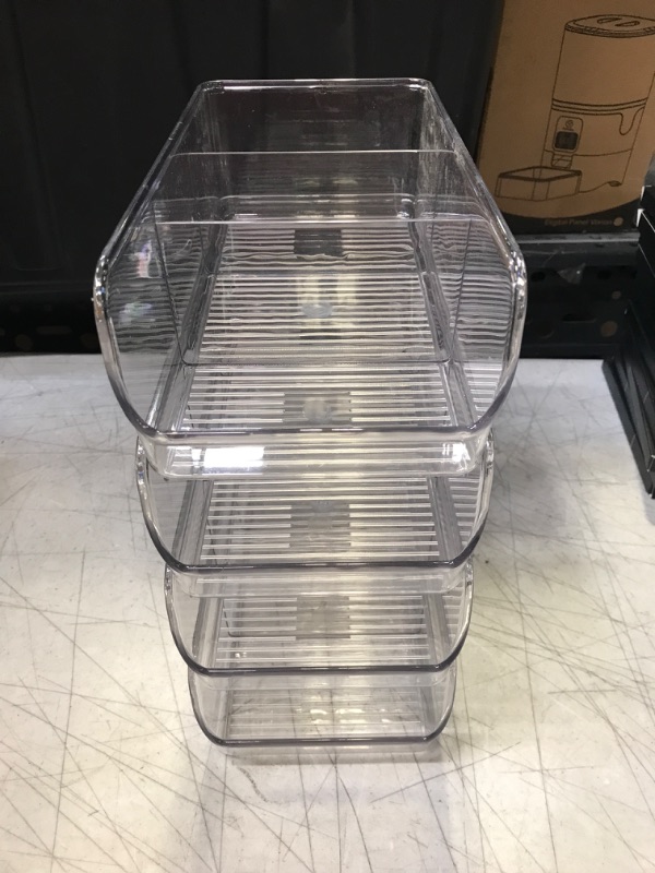 Photo 3 of Set Of 4 Plastic Food Storage Organizer Bins - Divided 3 Compartment Kitchen Pantry Fridge Organizers for Food Packets, Seasoning, Spices, Sauce Packets, Pouches, Snacks - Clear Plastic Storage Rack