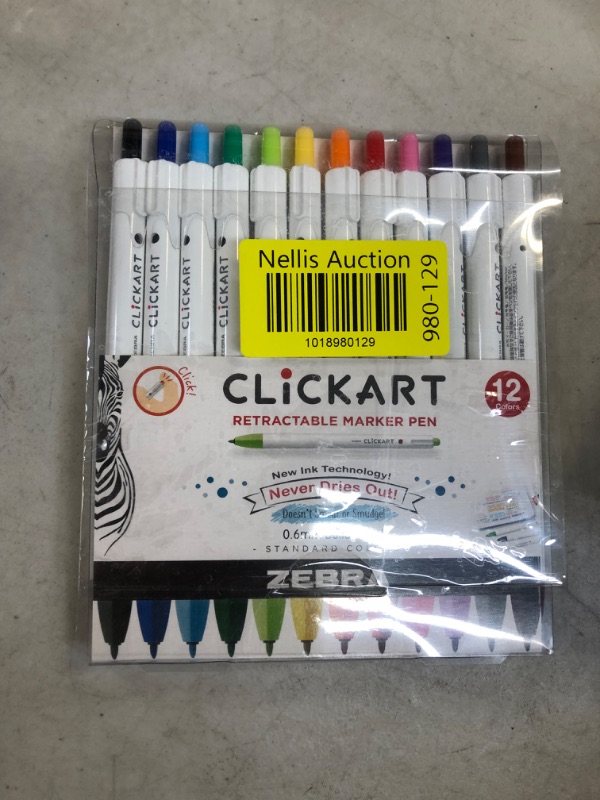 Photo 1 of Zebra Pen Click Art Retractable Marker Pen, Fine Point, 0.6mm, Assorted Colors, 12 Pack 12 Count (Pack of 1) Standard Colors