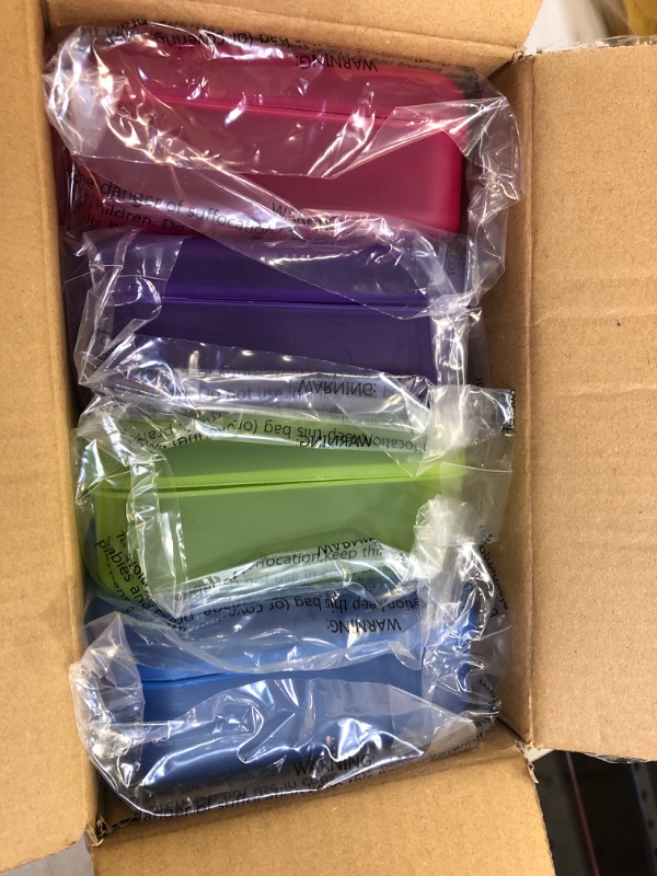 Photo 1 of Amazon Basics Pencil Box, Pack of 4, Multi, Solid