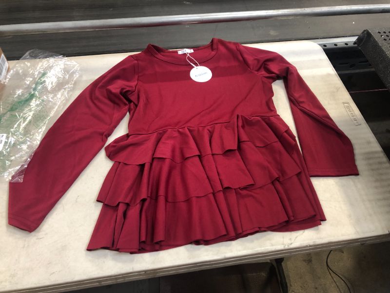 Photo 1 of GIRLS DRESS TOP WITH RUFFLES MAROON, SIZE 14-16 YR