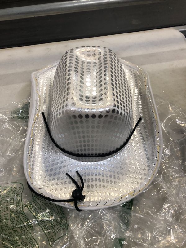 Photo 2 of LIGHT UP COWBOY HAT WHITE AND SILVER