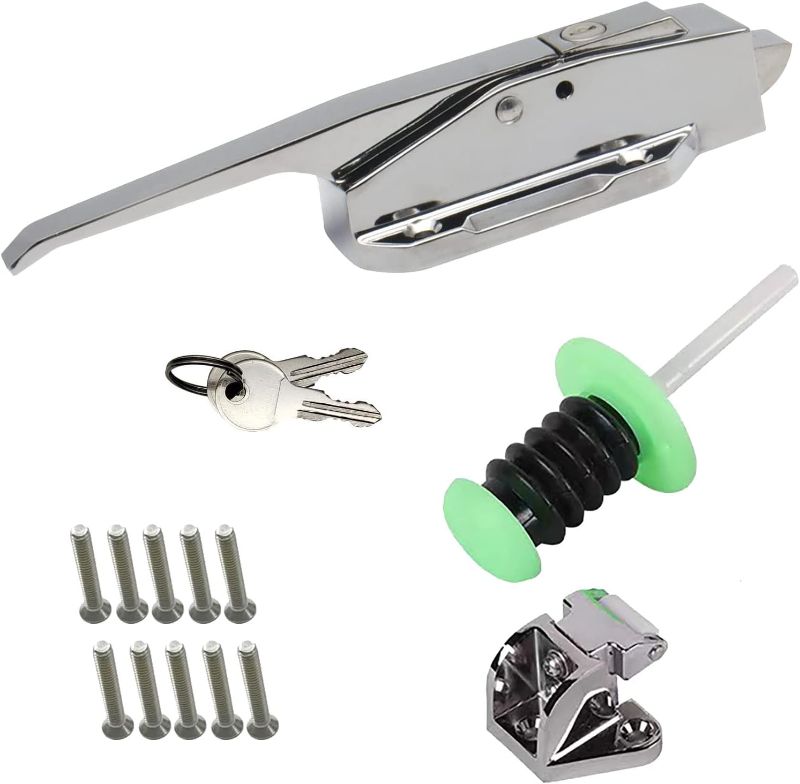 Photo 1 of 0058 Safeguard Latch Handle Kit, Walk in Cooler Door Latch with 1/8" to 1/4" Offset Strike and 4 Inch Inside Release, for Walkin Cooler Doors, Key?Soundproof Doors (Zinc Alloy)
