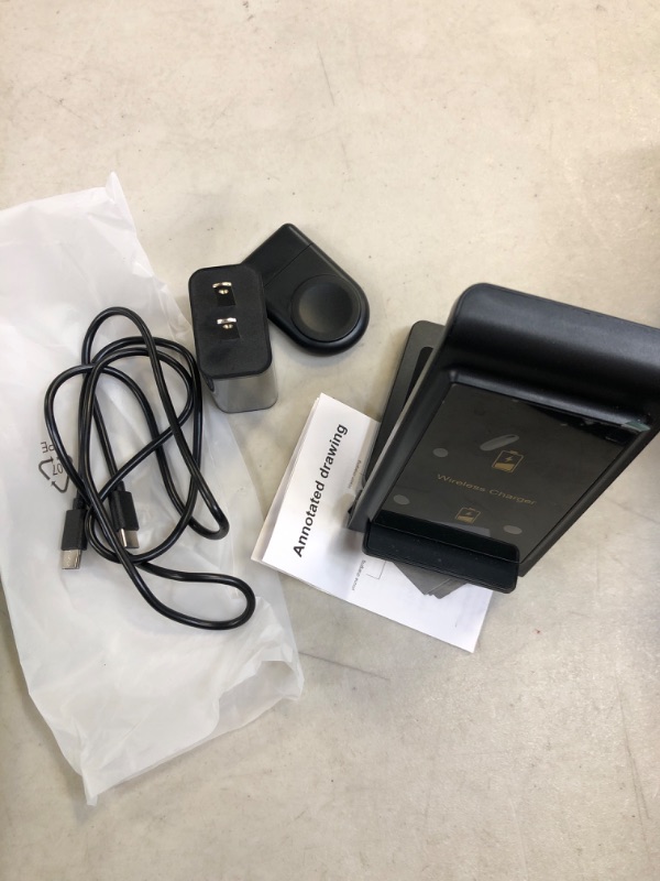 Photo 1 of 3 in 1 Wireless Charger DINTNCCM Fast Wireless Charging Stand Station Foldable for Samsung Galaxy S23/S22/S21/S20 Ultra/S10/S9/S8 Plus, Galaxy Watch5/4/3,Active 2/1, Galaxy Buds (Black- for Samsung)
