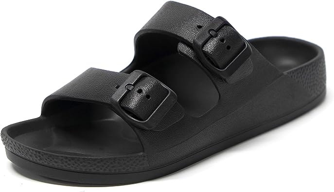 Photo 1 of Athlefit Women's Double Buckle EVA Sandals Comfortable Rubber Waterproof Plastic Two Strap Footbed Foam Slip on Slide Sandals SIZE 7
