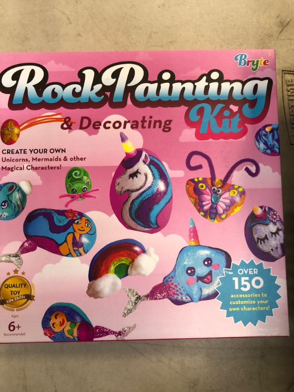 Photo 2 of BRYTE 150+ Piece Deluxe Edition All-Inclusive Kids Rock Painting Kit | 10 Rocks, 8 Waterproof Paints, Glitter Glue & More | DIY Science Kit, STEM Activities, Arts and Crafts for Kids Aged 6-12 Years
