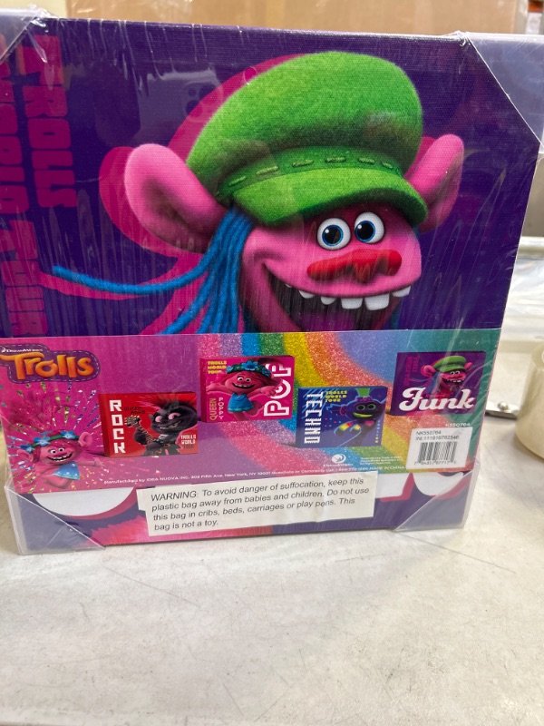 Photo 2 of Dreamworks Trolls World Tour 4 Pack Square Canvas Wall Art Set, 11"x11" each