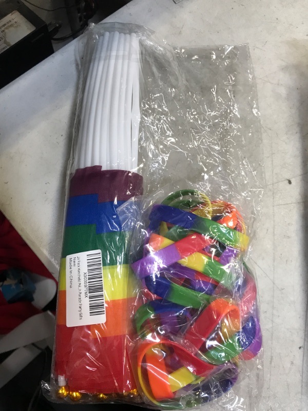 Photo 1 of 24 Pack Handheld Pride Flags and 24Pcs Pride Bracelets, LGBTQ Mini Rainbow Pride Flags, Rainbow Wristbands for Women Men Bisexual Pansexual Lesbian Transgender Gay Pride Month Parade Party Gifts
