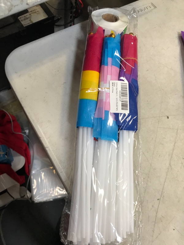 Photo 1 of 50 Pack Handheld Pride Flags and 500Pcs Pride Stickers, Handheld LGBTQ Bisexual Transgender Lesbian Flags, Gay Pride Rainbow Stickers Bulk, LGBTQ Pride Month Stuff Set for Parade Party
