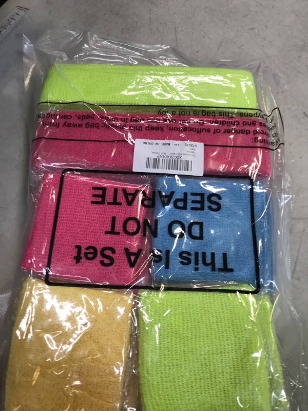 Photo 2 of 24 Pieces 80s Neon Sweatbands Set, Include 8 Sports Headbands and 16 Sweat Wristbands Elastic Athletic Sweat Bands Bulk for Man Woman 80s Party