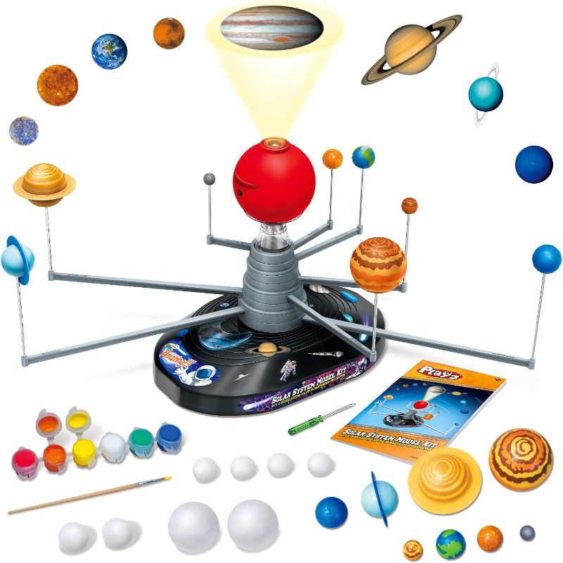 Photo 1 of 
Playz Premium Solar System Model Kit for Kids - 4 Speed Motor, HD Planetarium Projector, 8 Painted Planets & 8 White Foam Balls with Paint and Brush for...
