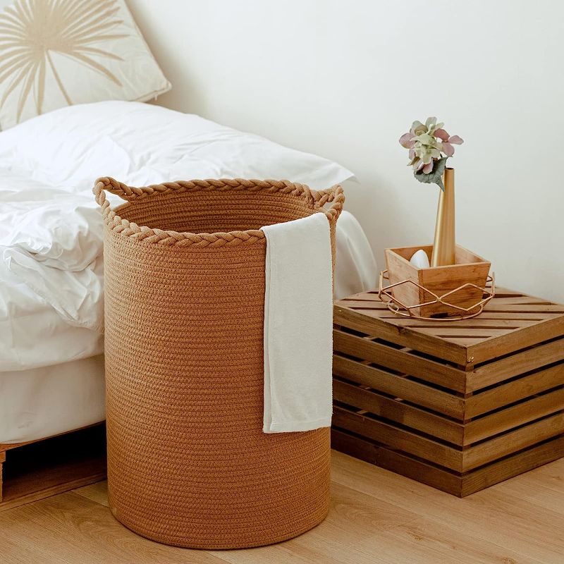 Photo 2 of 
Homlikelan 72L Woven Laundry Hamper,Large Wicker Laundry Basket for Blankets,Clothes,Pillows,Toys,Shoes Tall Cotton Woven Hamper 22''H 16''D