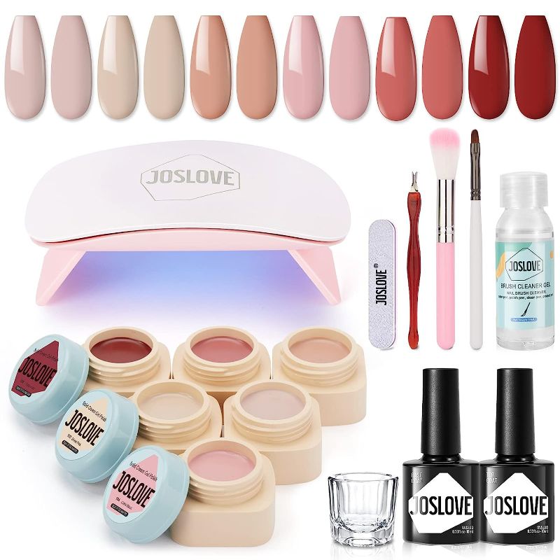 Photo 1 of 
JOSLOVE Solid Gel Nail Polish Kit with U V Light, 6 Colors Nude Collection Cream Pudding Gel Nail Polish Set with Base Top Coat for DIY Home Manicure Gift...