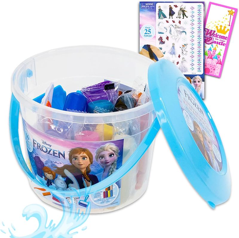 Photo 1 of Disney Frozen Bath Toys for Girls Bundle - 17 Piece Frozen Bath Set with Colorful Molding Soaps, Crafting Toys, Bucket, More