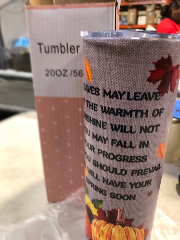Photo 2 of  Fall Gifts, Autumn Gifts, Pumpkin Gifts, Hello Fall, Birthday Gifts for Women, Girls, Besties, Mom, Aunt, Coworker, Fall Decor, 20Oz Stainless Steel Skinny Tumbler - White DESIGN MAY VARY SEE 2ND PHOTO
