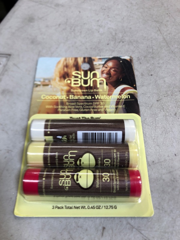 Photo 2 of Sun Bum SPF 30 Sunscreen Lip Balm | Vegan and Cruelty Free Broad Spectrum UVA/UVB Lip Care with Aloe and Vitamin E for Moisturized Lips | Variety Pack |0.15 Ounce (Pack of 3) 3 Pack