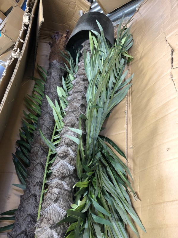 Photo 1 of AnTing Artificial Palm Tree 8.5ft Tall Trees Plants Outdoor Palm Trees for Outside Patio Trees for Decor (Set of 2) Coconut Palm Tree 8.5ft