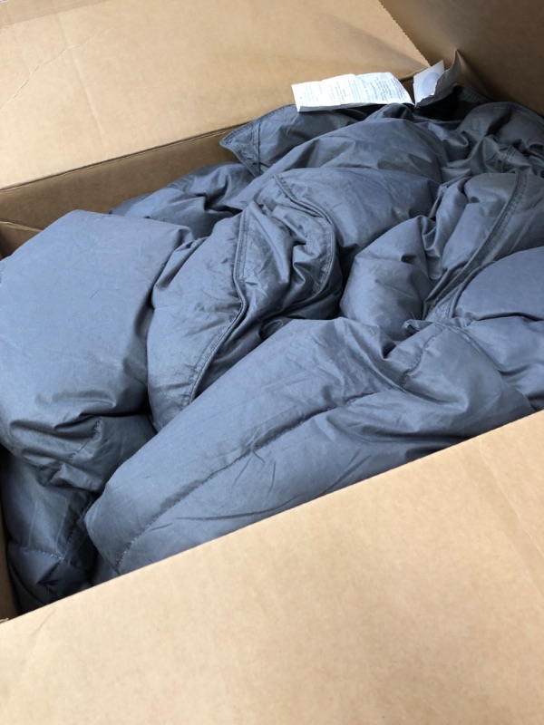 Photo 3 of Airluck Feather Down Comforter King Size Duvet Insert Hotel Fluffy Down Blanket Grey 106x90 inches Winter Warmth 70oz Soft Down Proof Cotton Poly Cover with Corner Tabs Gray King-Winter 106 X 90 INCH***************************