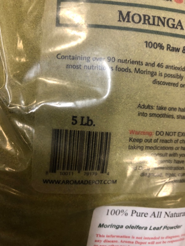 Photo 1 of 5lb Moringa Leaf Powder 100% Pure Natural oleifera Superfood Gluten Free 5 Libra
