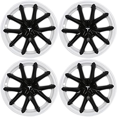 Photo 1 of 4Pcs 18 Inch Hubcap Wheel Covers for Tesla Model 3 2017-2023 white Wheel Hub Covers with White T
