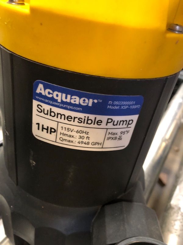 Photo 3 of Acquaer 1HP Submersible Sump Pump 4948GPH Drain Pump with Automatic Float Switch, Remove Clean/Dirty Water for Basement, Hot Tub, Pool, Garden Pond 1 HP