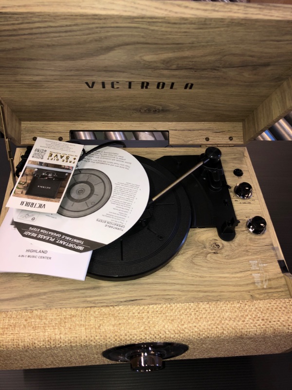 Photo 3 of Victrola's 4-in-1 Highland Bluetooth Record Player with 3-Speed Turntable with FM Radio (VTA-330B-FOT)
