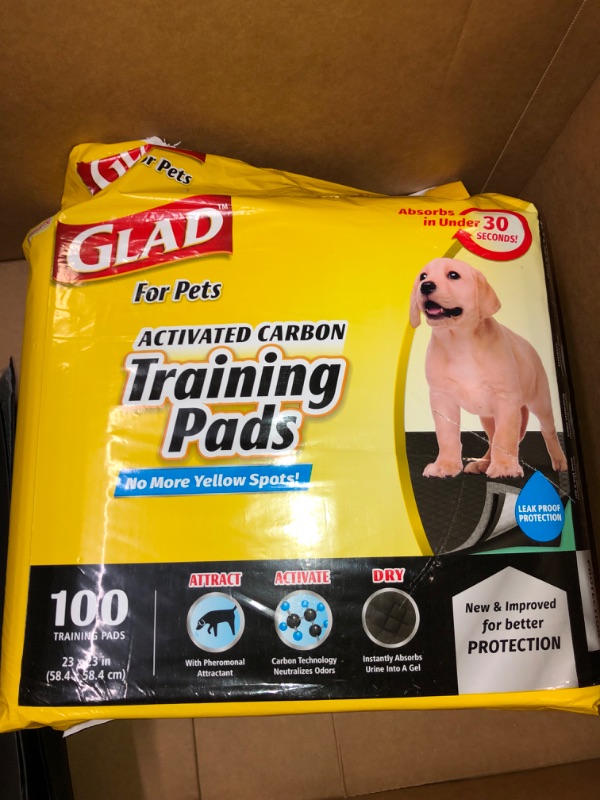 Photo 2 of Glad for Pets Black Charcoal Puppy Pads 23" x 23" | Puppy Potty Training Pads That ABSORB & NEUTRALIZE Urine Instantly | New & Improved Quality Puppy Pee Pads, 100 count Regular - 23" x 23" 100 Count